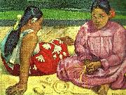 Paul Gauguin kvinnor pa stranden oil